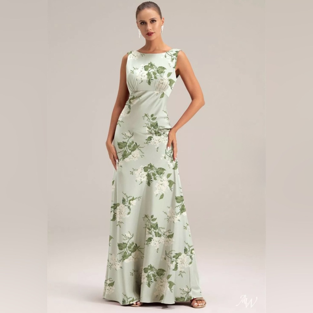 NWOT AW BRIDAL SZ 10 sage garden floral wedding formal party maxi dress NEWOT - Picture 4 of 7